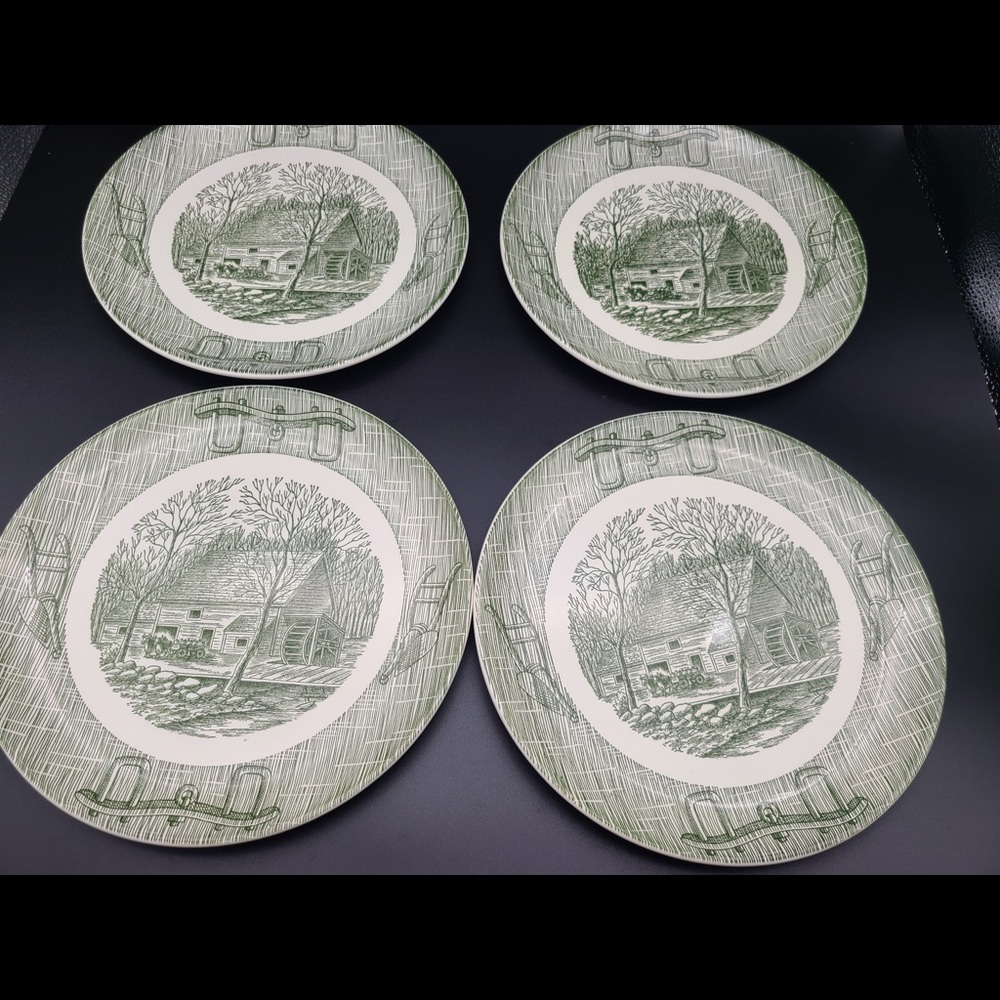 Vintage Currier & Ives Dinner Plates Set of 4